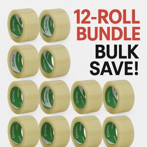 QSPAC PREMIUM Clear 2.0 Mil Packing Tape – 12 Rolls Bulk Buy Shipping Supply